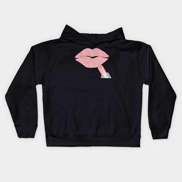 Pink Lipstick Kiss Kids Hoodie by LittleBean